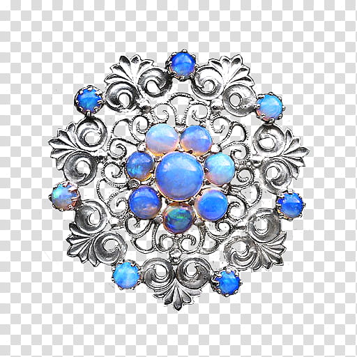 watchers , silver-colored floral jewelry with blue stone studs transparent background PNG clipart