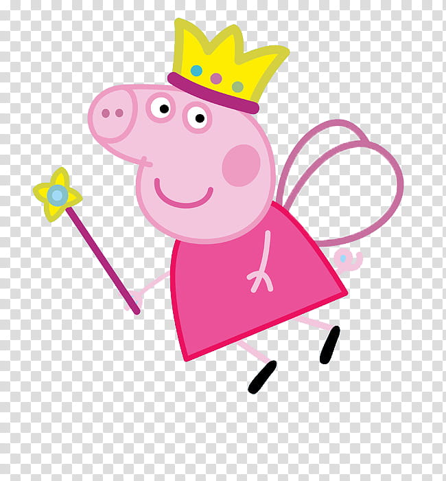 Peppa Pig, Peppa Pig holding wand while flying character transparent background PNG clipart