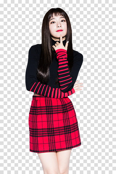 Red Velvet Reveluv Baby, woman wearing pink and black skirt transparent background PNG clipart