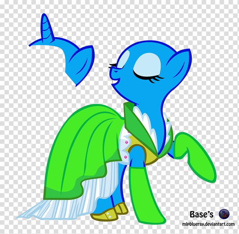 MLP Base, Dress /FreeUse, blue pony character wearing green dress illustration transparent background PNG clipart