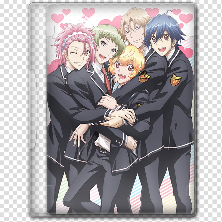 Anime  Summer Season Icon , Binan Koukou Chikyuu Bouei Bu Love! Love!, v, five male anime characters transparent background PNG clipart