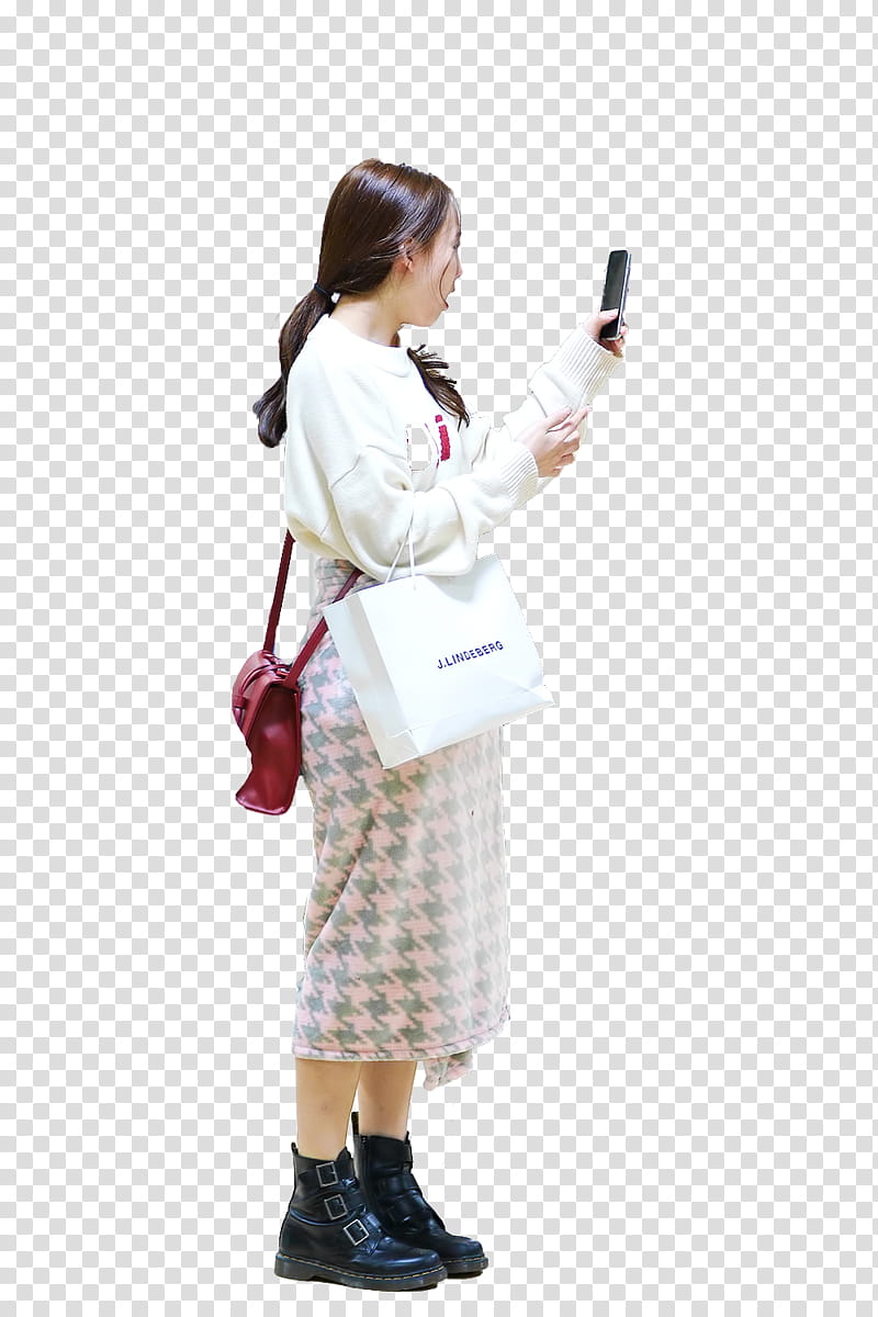 RENDER TWICE NAYEON  s, woman holding phone transparent background PNG clipart