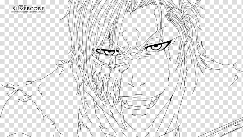 Grimmjow Jaggerjack lineart, anime sketch transparent background PNG clipart