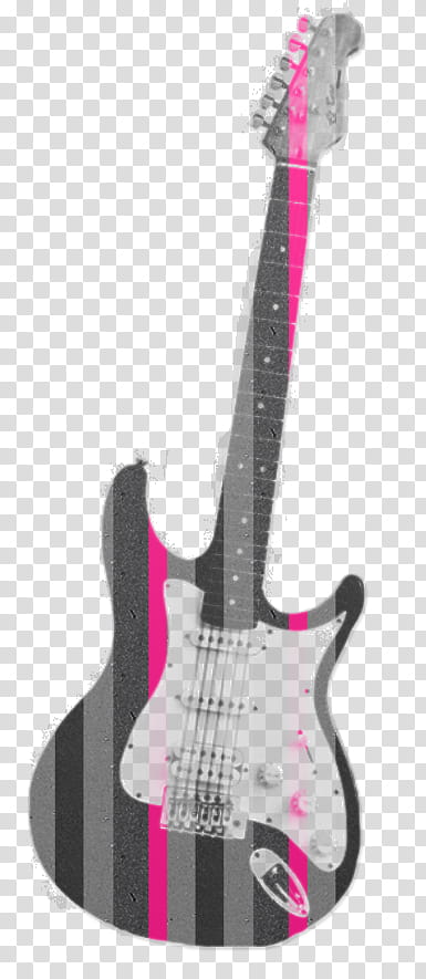 black, white, and pink electric guitar transparent background PNG clipart