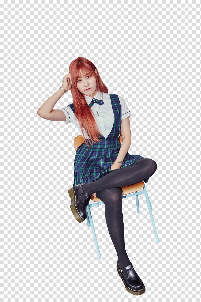 PRISTIN TIME TABLE , women's blue and white school uniform transparent background PNG clipart