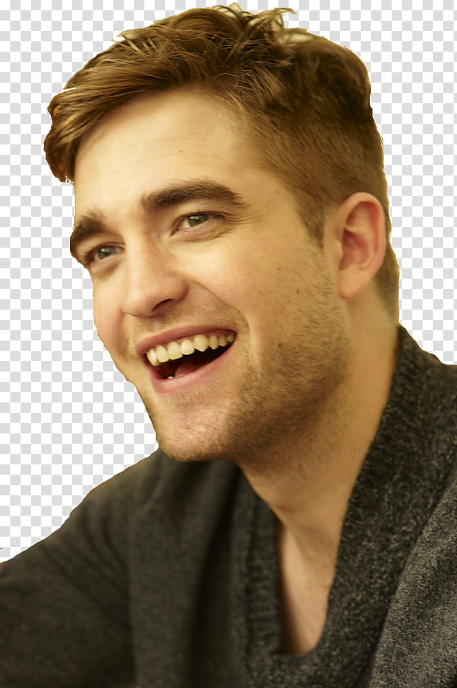 Robert Pattinson en HD, laughing man in black shirt transparent background PNG clipart