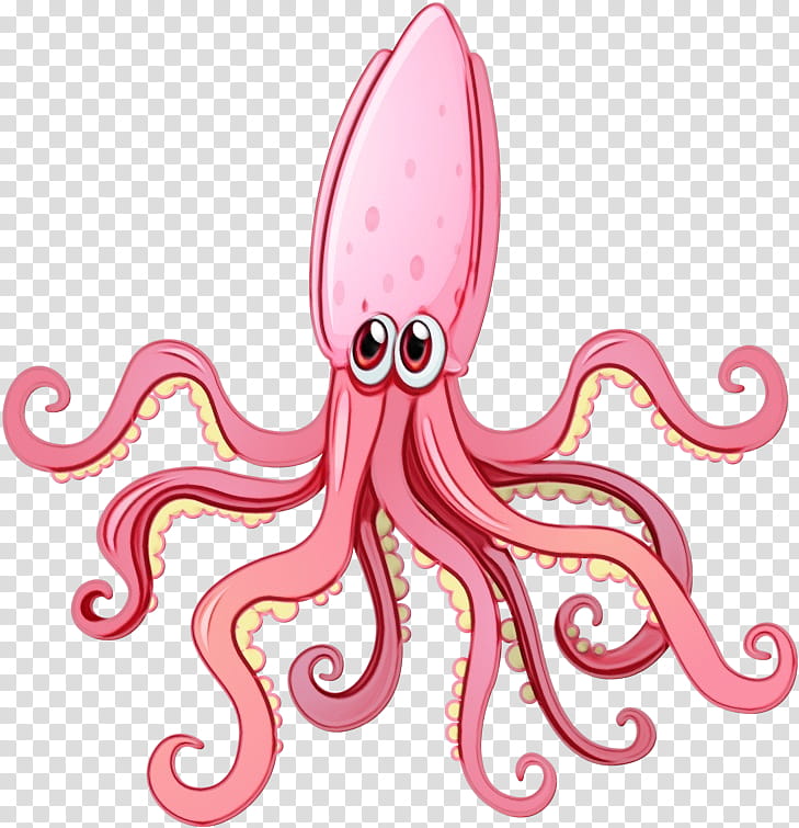 Octopus, Squid, Food, Giant Squid, Seafood, Taningia Danae, Giant Pacific Octopus, Pink transparent background PNG clipart
