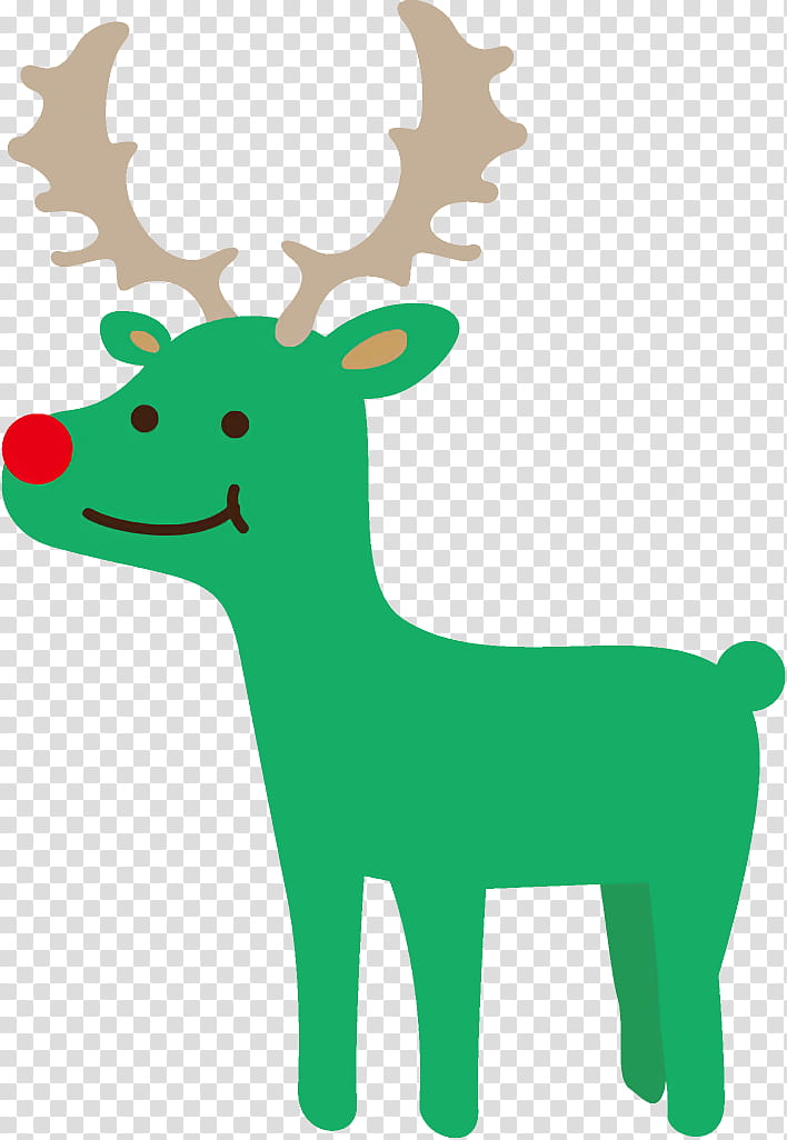 Reindeer Christmas Reindeer Christmas, Christmas , Green, Animal Figure, Tail, Sticker, Wildlife, Line Art transparent background PNG clipart