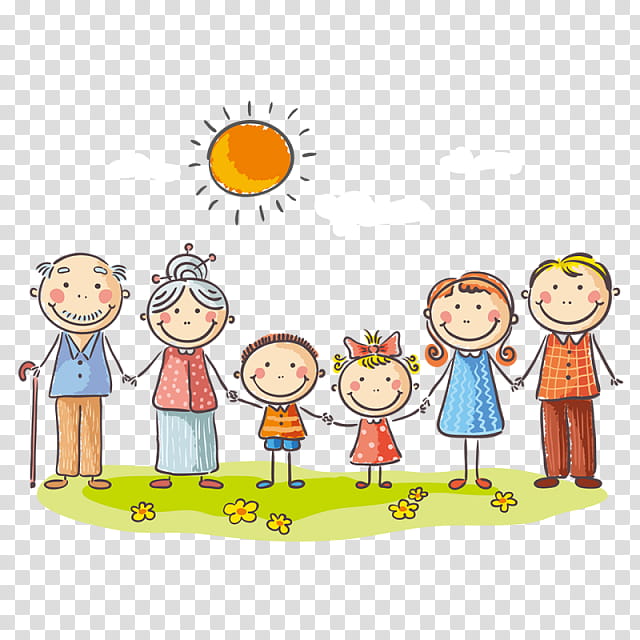 Drawing Of Family, Extended Family, Cartoon, Child, Grandparent, Text
