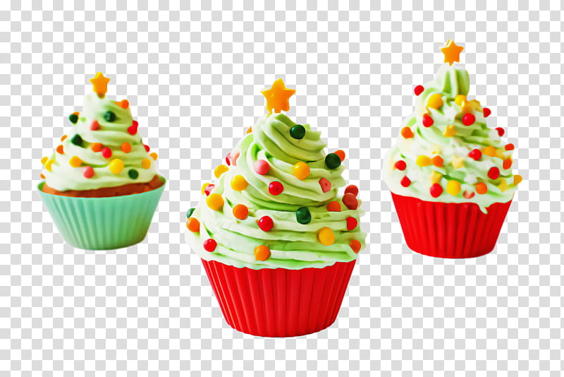 Christmas tree, Cupcake, Food, Baking Cup, Dessert, Icing, Buttercream, Sprinkles transparent background PNG clipart