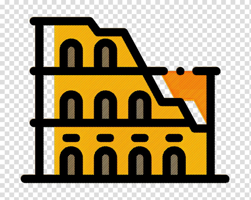 Rome icon Colosseum icon Landmarks and Monuments icon, Yellow, Line, Logo transparent background PNG clipart