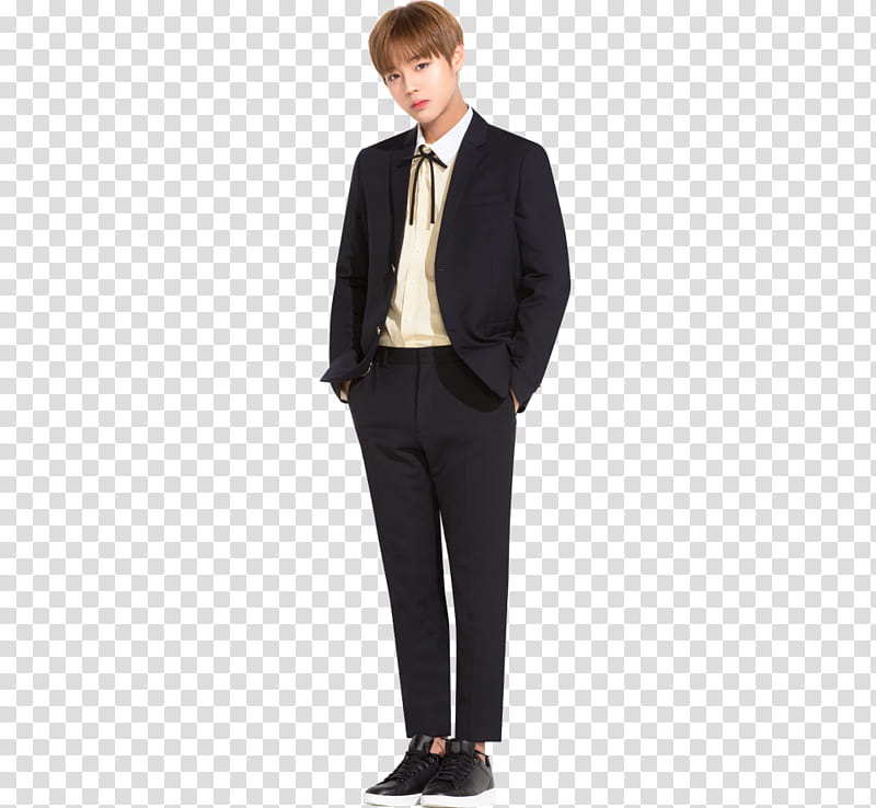 WANNA ONE X Ivy Club P, frowning man wearing black suit transparent background PNG clipart