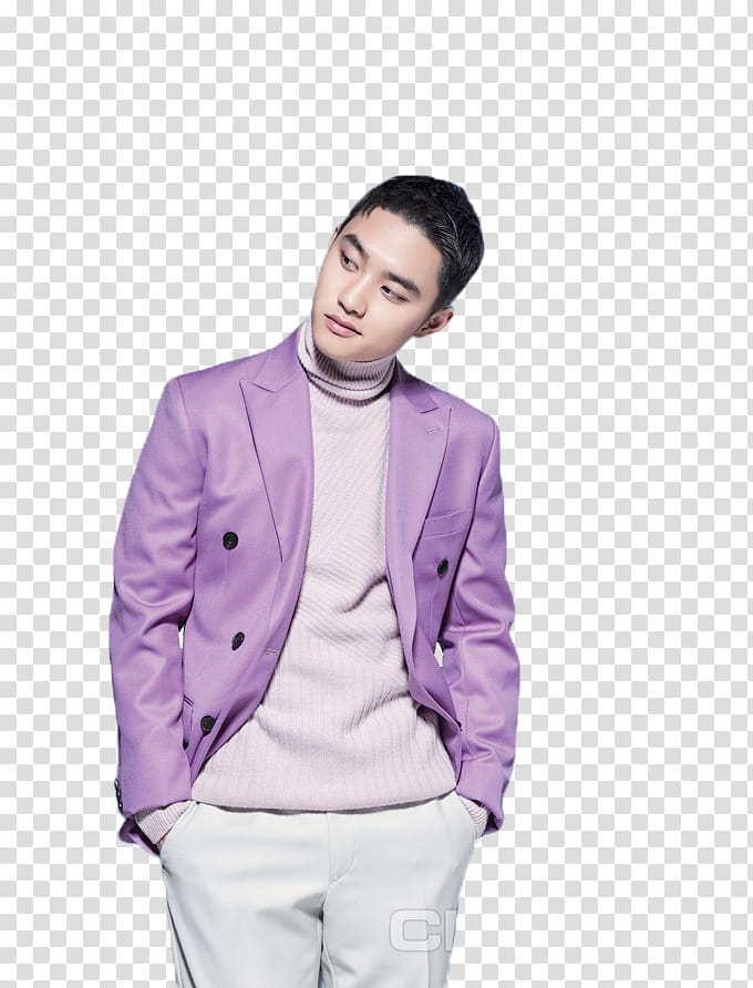 D O EXO, man wearing purple suit jacket transparent background PNG clipart