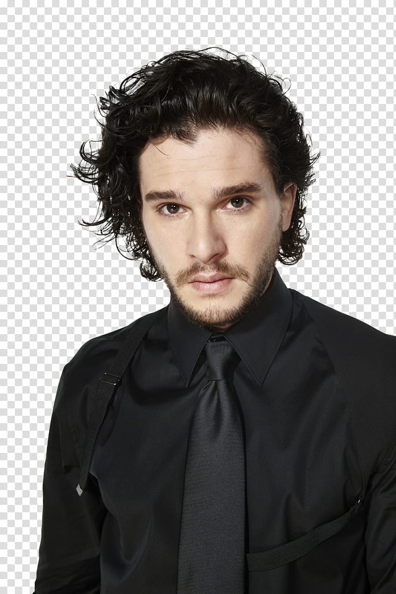 KIT HARINGTON, Kit Harington wearing black collared button-up long-sleeved shirt with necktie transparent background PNG clipart