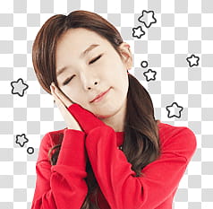 Red Velvet seulgi kakao talk emoji, woman in red sweater transparent background PNG clipart