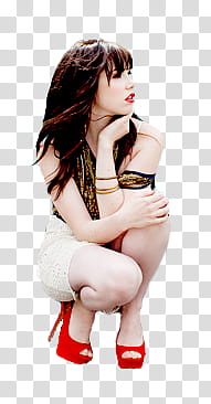 Carly Rae Jepsen, woman in white and brown dress transparent background PNG clipart