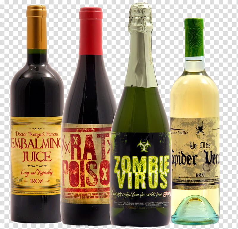 four assorted-brand liquor bottles transparent background PNG clipart