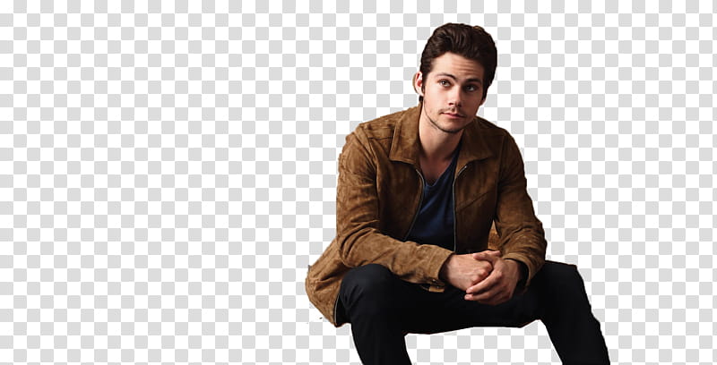 Dylan O Brien, man in brown jacket transparent background PNG clipart