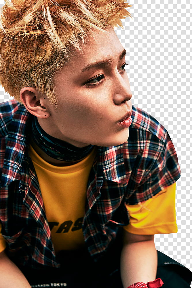 NCT Taeil, men's black, red, and white plaid button-up shirt transparent background PNG clipart
