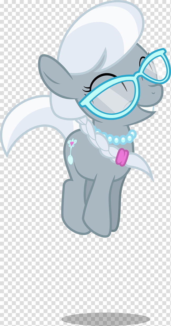 Excited Silver Spoon, grey My Little Pony wearing sunglasses transparent background PNG clipart