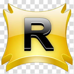 Aeon, RocketDock, yellow and black letter R graphic transparent background PNG clipart