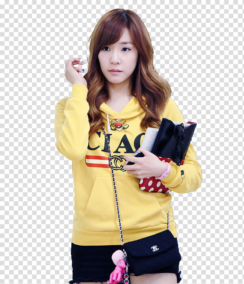 celebrity actress wearing yellow and red hoodie transparent background PNG clipart