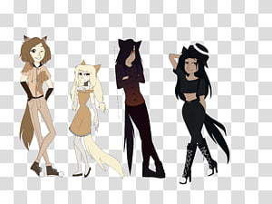 My SSO horses as humans, four women's illustration transparent background PNG clipart thumbnail