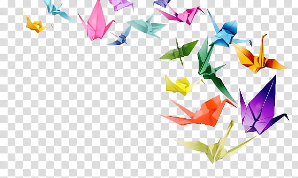 , multicolored paper bird origami lot transparent background PNG clipart