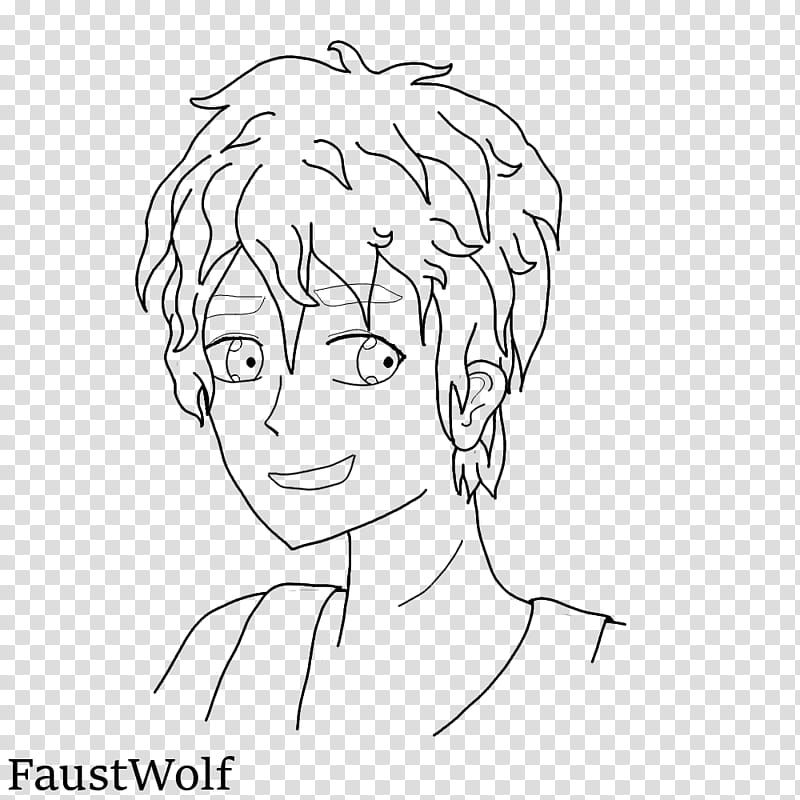 Grinning Boy Lineart, man's face sketch transparent background PNG clipart