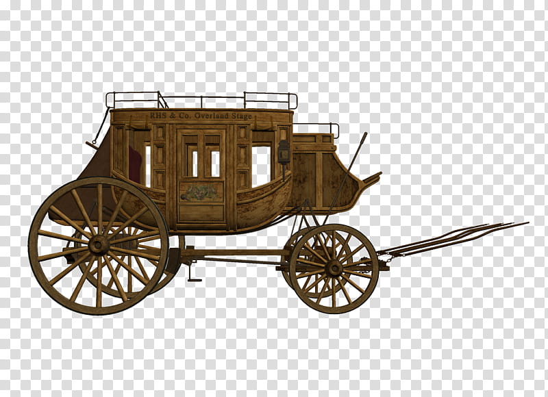 D Stage Coach, brown wooden wagon transparent background PNG clipart