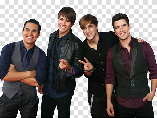 Big Time Rush cast standing and smiling transparent background PNG clipart