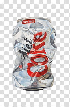 AESTHETIC GRUNGE, crumpled Coke diet soda can illustration transparent background PNG clipart