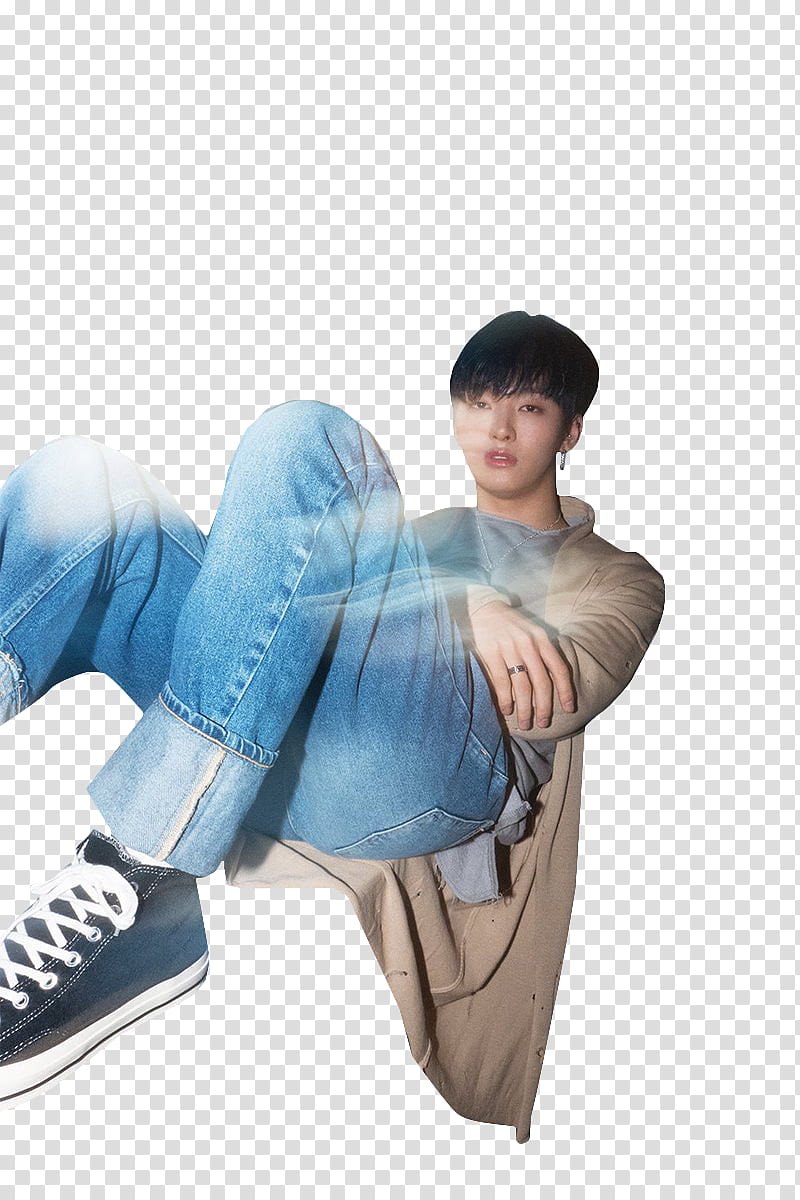 WANNA ONE NOTHING WITHOUT YOU, man wearing brown cardigan and blue denim pants transparent background PNG clipart