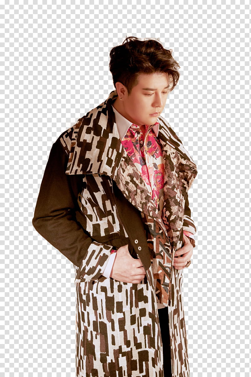 SUPER JUNIOR LO SIENTO  , man wearing brown coat transparent background PNG clipart