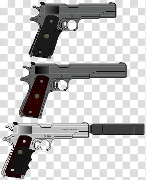 AMT Hardballer, three black and gray pistols transparent background PNG clipart