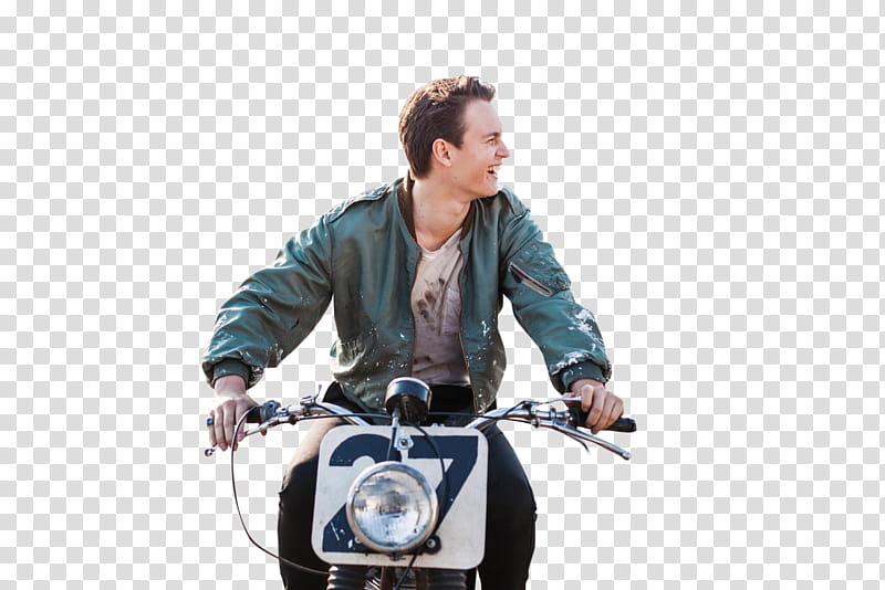 Ansel Elgort , man riding motorcycle while smiling transparent background PNG clipart