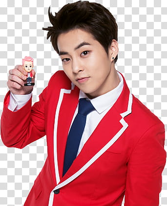 EXO KFC CHINA, man standing holding toy transparent background PNG clipart