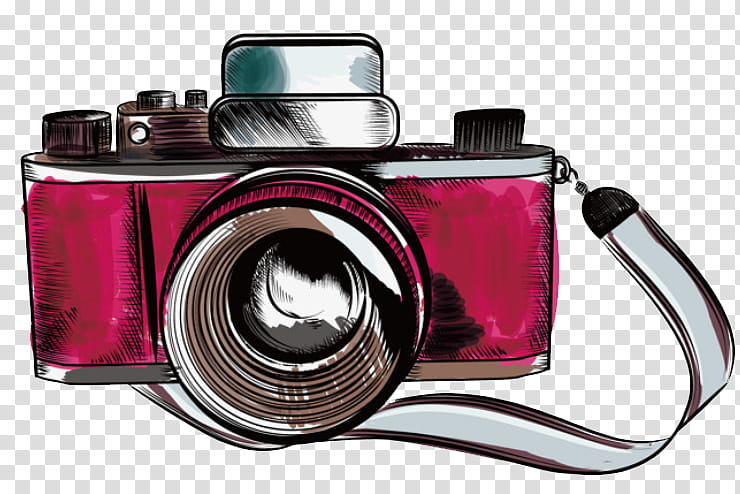 Camera Lens, Drawing, graphic Film, Movie Camera, Cameras Optics, Digital Camera, Pointandshoot Camera, Pink transparent background PNG clipart