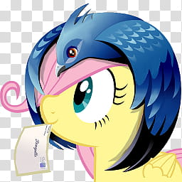 All icons in mac and ico PC formats, mail, flutterbird, blue bird on yellow and pink My Little Pony character biting mail illustration transparent background PNG clipart