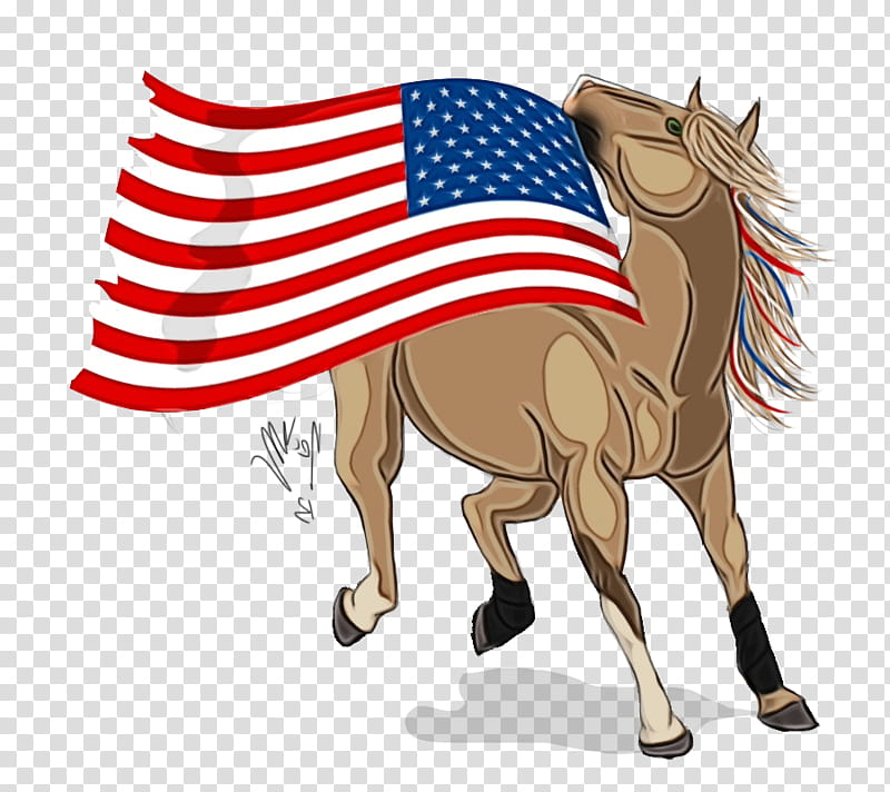 Mustang Rein Flag Horse, Watercolor, Paint, Wet Ink, Flag Of The United States, Mane transparent background PNG clipart