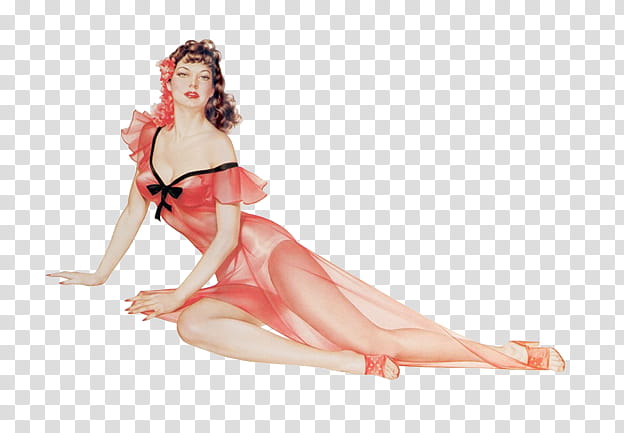 Ning Vintage pin up girls Pics, woman wearing pink lace nighties transparent background PNG clipart