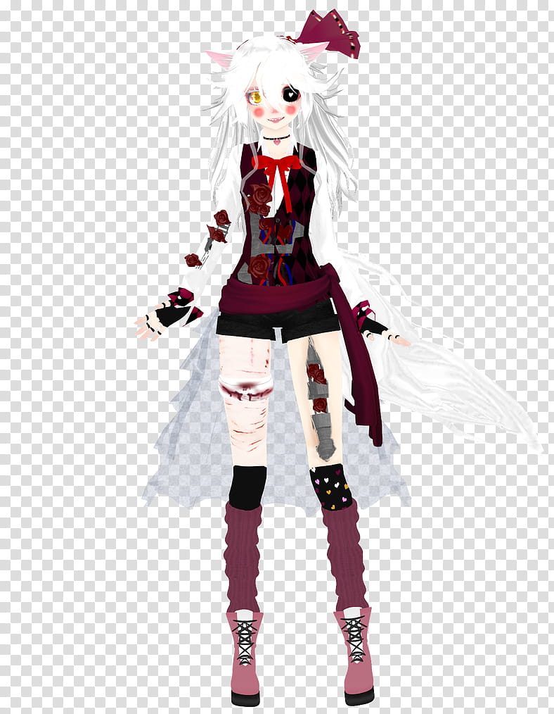 MMD] [FNAF] |WIP|||Mangle| FINAL!, girl anime character in black and white  dress illustration transparent background PNG clipart | HiClipart