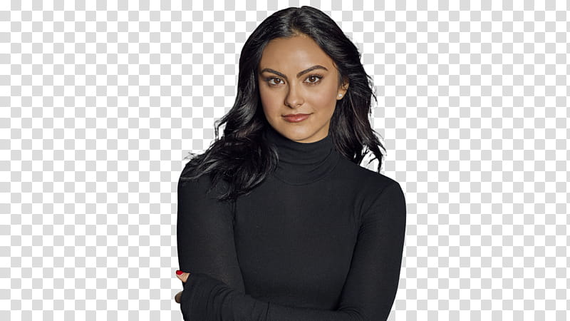 Camila Mendes, woman wearing black turtleneck long-sleeved shirt transparent background PNG clipart