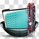 Sphere   , teal folder icon beside tower on basket transparent background PNG clipart