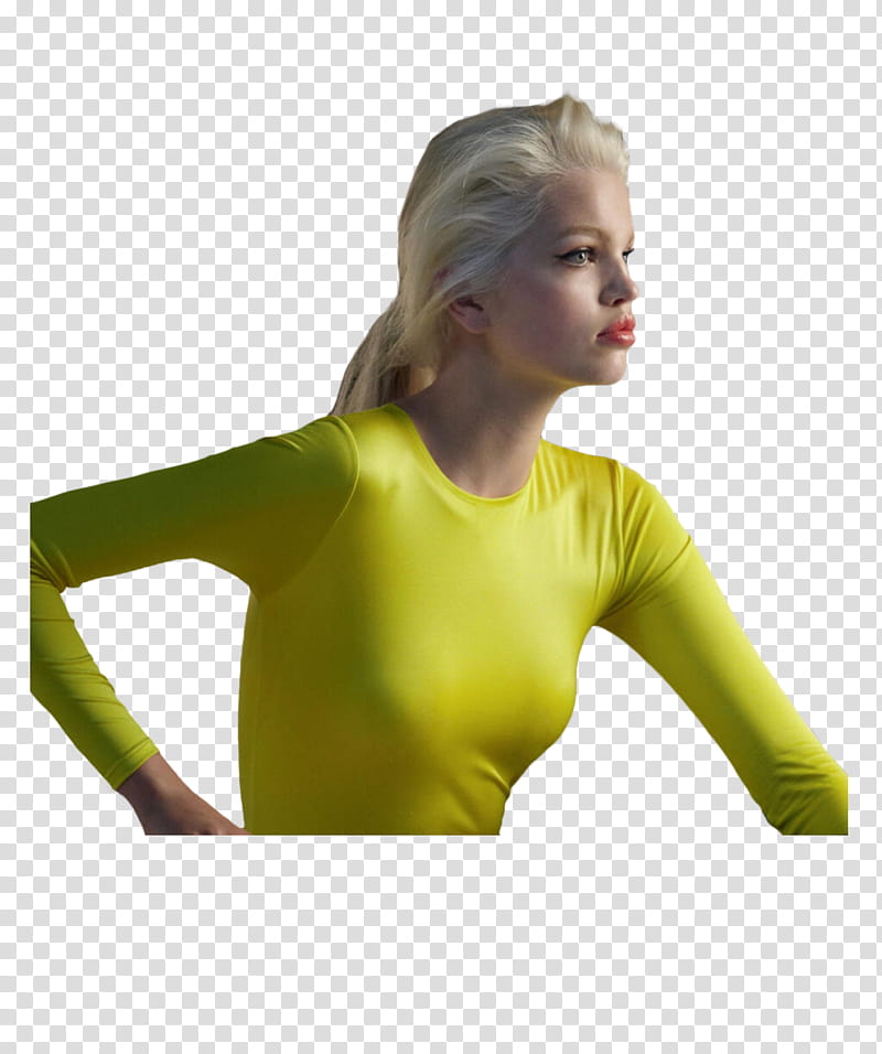 Daphne Groeneveld , woman wearing yellow crew-neck long-sleeved fitted shirt transparent background PNG clipart
