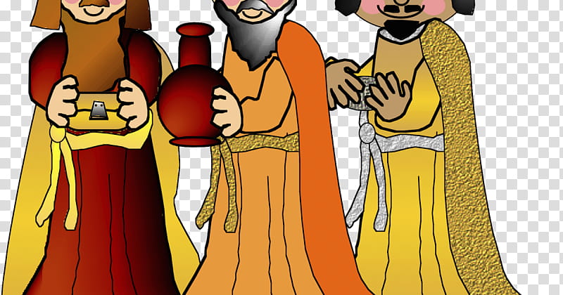 Cartoon, Cartoon, Text, Biblical Magi, Three Kings, Yellow, Animation, Costume Design transparent background PNG clipart