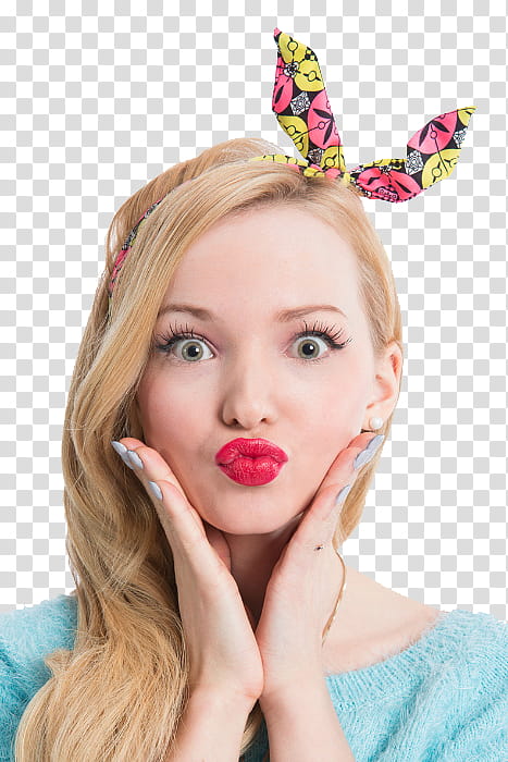 Dove Cameron, woman touching own jaw transparent background PNG clipart