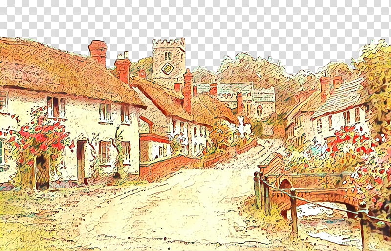 town watercolor paint village building rural area, Almshouse, Residential Area, Painting, Medieval Architecture transparent background PNG clipart