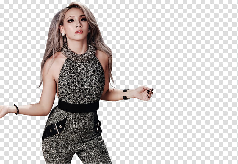 CL, woman wearing gray halter top and bottoms transparent background ...
