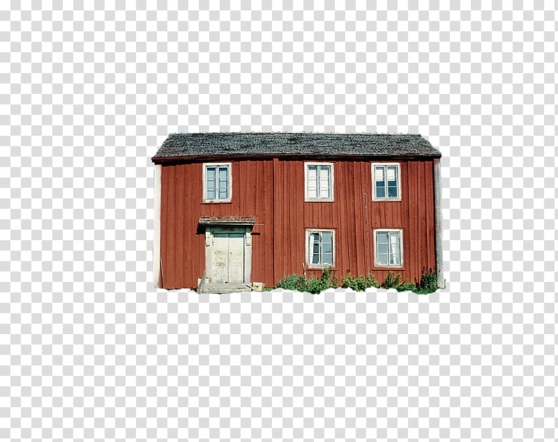 Vintage Buildings, red and white wooden house with closed door transparent background PNG clipart